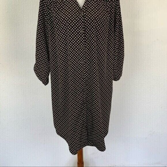 41 Hawthorn Medium Brown Beige Geometric Print Tunic Dress Made In USA - Picture 3 of 8